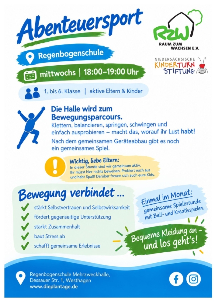 Mittwochs, 18h, Abenteuersport für aktive Eltern & Kinder